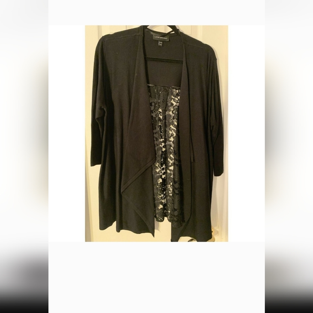 Black Lane Bryant Waterfall Cardigan with Lace Size 18/20 Plus Size